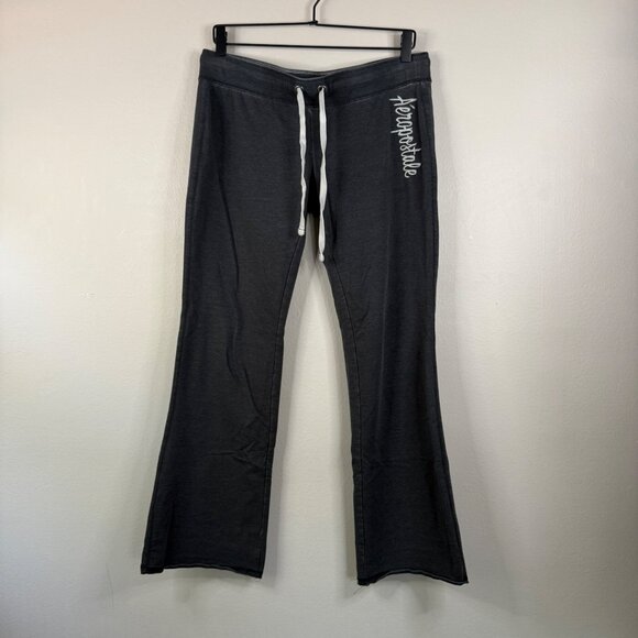 Aeropostale Womens Dark Gray Flared Drawstring Yoga Pants Size L - Picture 1 of 11